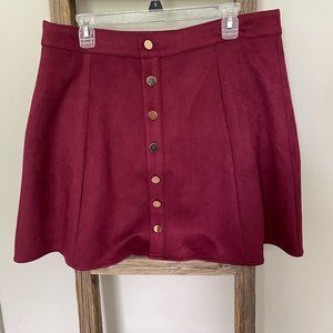 Maroon Button Skirt